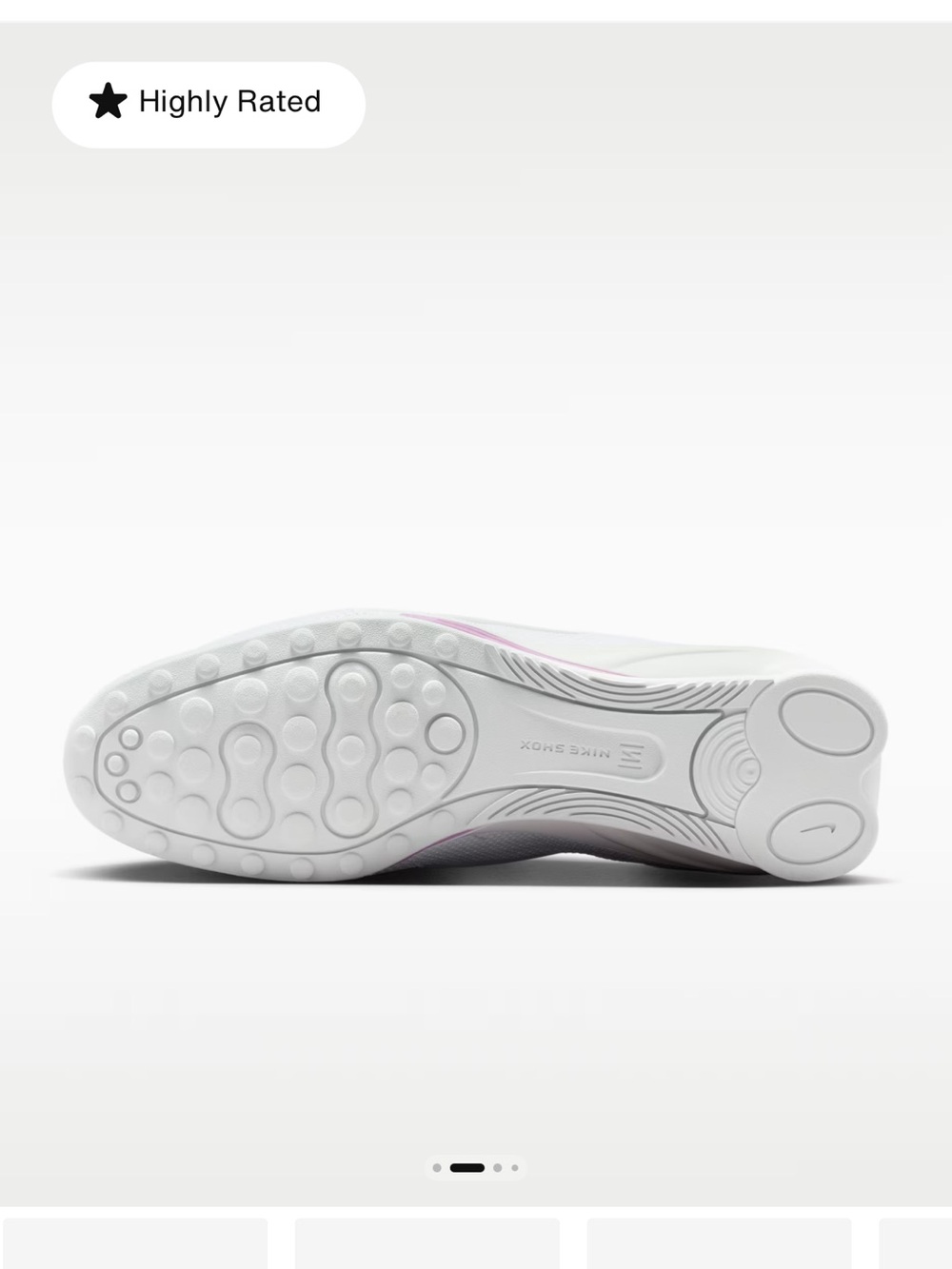 Nike Women’s White and Light Pink Athletic Shoes Shox